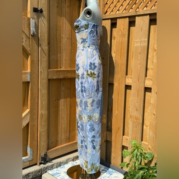 🆕 BRONX & BANCO 🧿 NWOT Dahlia Floral Gown, Baby Blue Multi Maxi - Sz XS US 2 - Picture 5 of 16